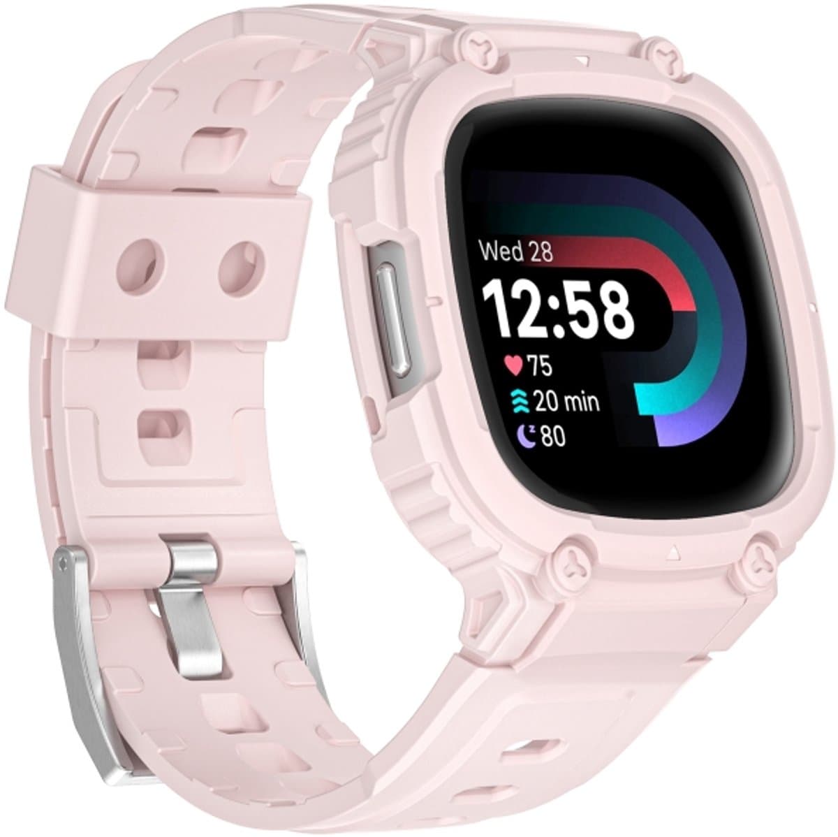 Voor Fitbit Versa 4/3/2/1 Armor Geïntegreerde TPU-horlogeband (Fink)