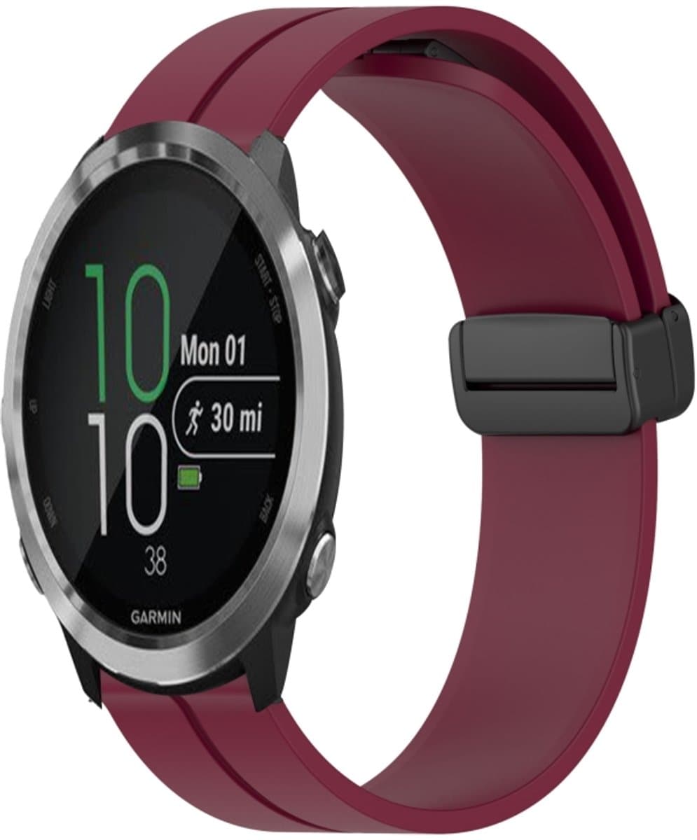 Voor Garmin Forerunner 645 Muziek 20mm Effen Kleur Magnetische Sluiting Siliconen Horlogeband (Wijnrood)