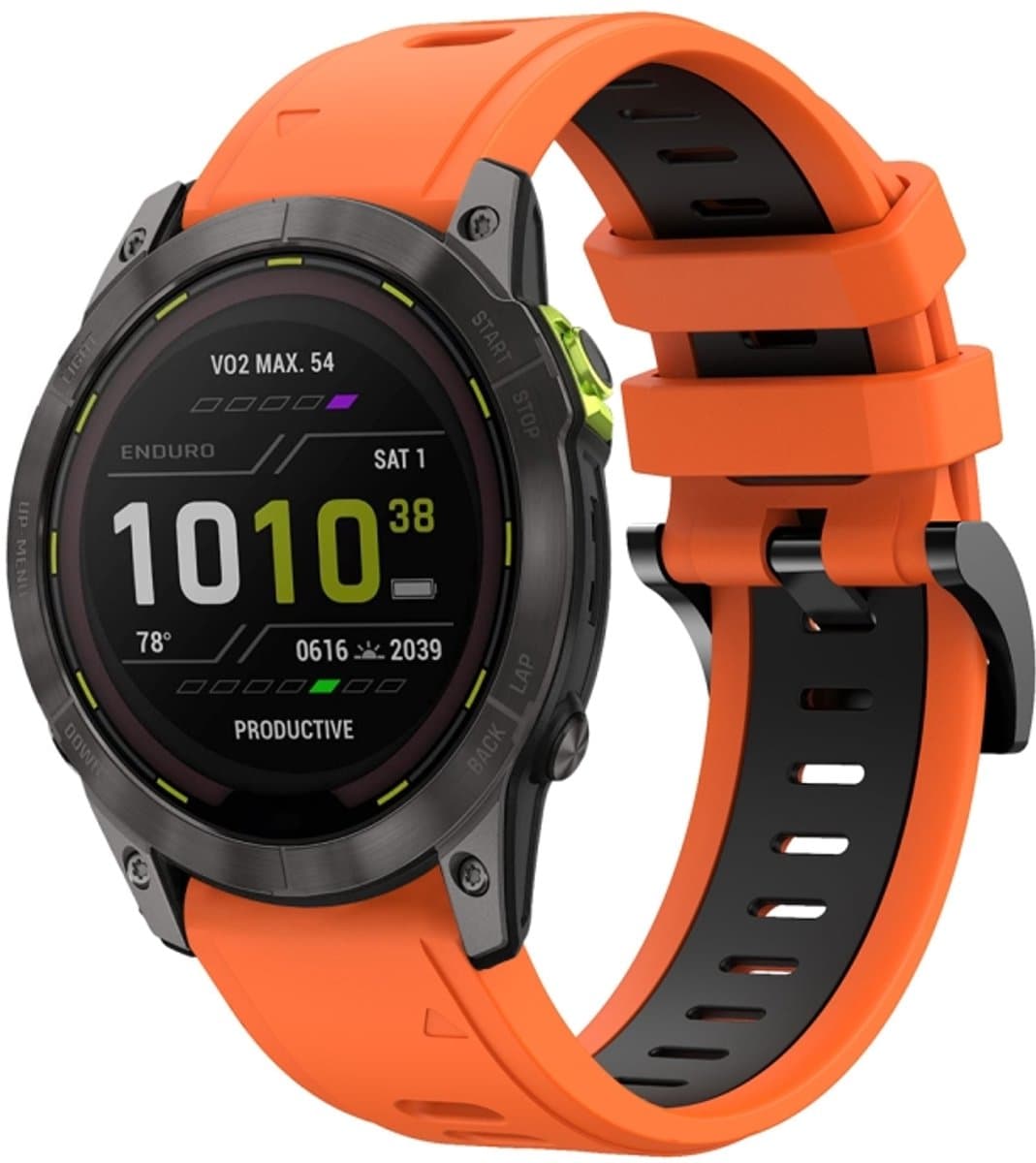 Voor Garmin Enduro 2 26 mm tweekleurige sport siliconen horlogeband (oranje + zwart)