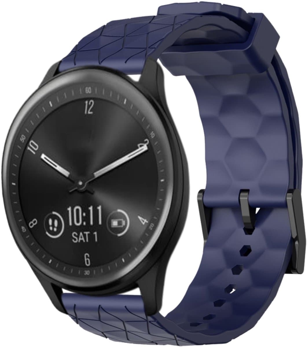 Voor Garmin Vivomove Sport 20 mm voetbalpatroon effen kleur siliconen horlogeband (marineblauw)