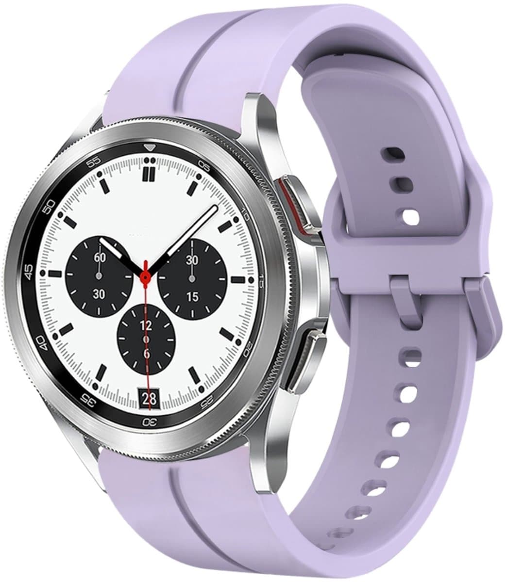 Voor Samsung Galaxy Watch 4 Classic 42 mm 20 mm lus siliconen horlogeband (paars)