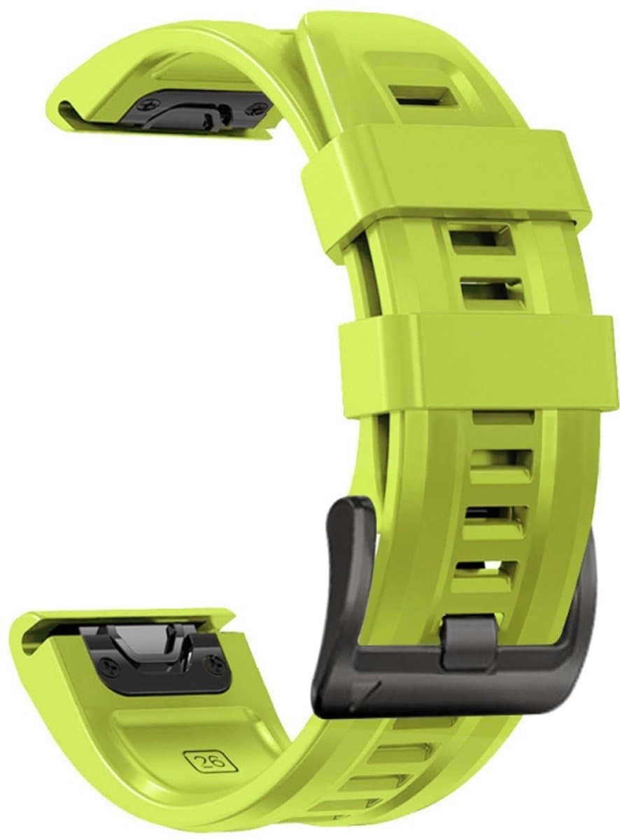 Voor Garmin Fenix 7x / 6x / 5x 26mm zwart gesp Siliconen horlogeband (limoengroen)