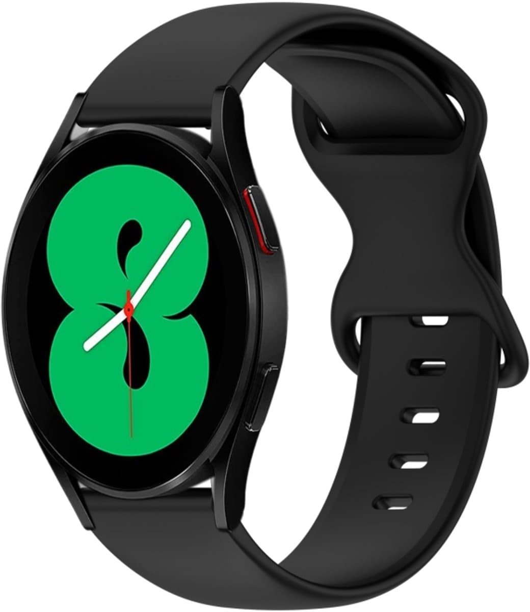 Voor Samsung Galaxy Watch 4 44mm 20mm vlindergesp Effen kleur siliconen horlogeband (zwart)