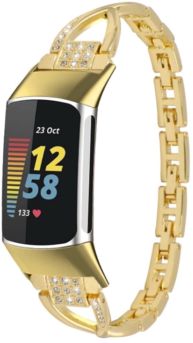 For Fitbit Charge 2 Diamond Metal Watch Band(Gold)