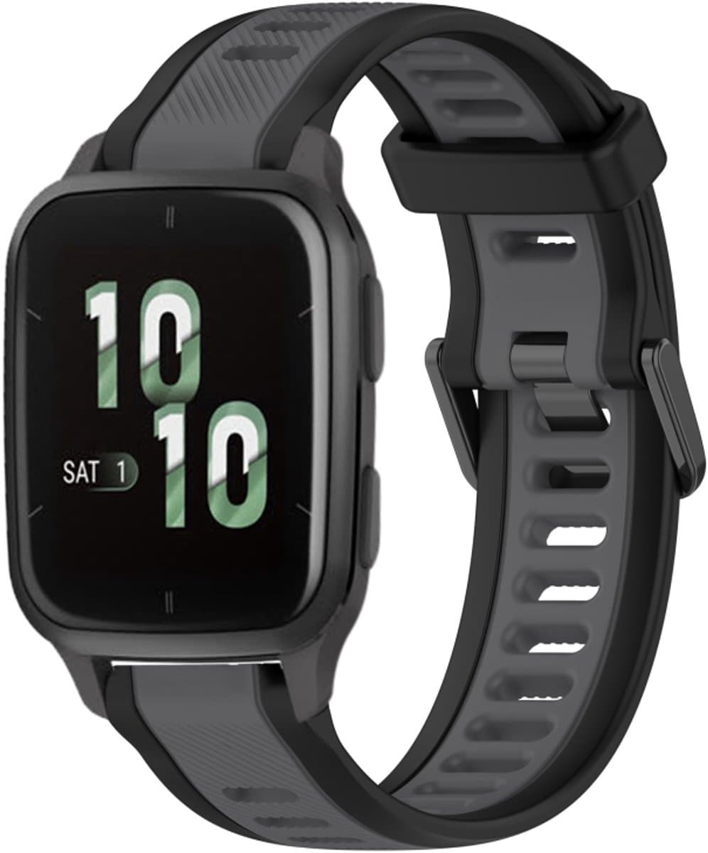 Voor Garmin Forerunner Sq2 / Sq2 Music 20 mm tweekleurige siliconen horlogeband met textuur (grijs + zwart)
