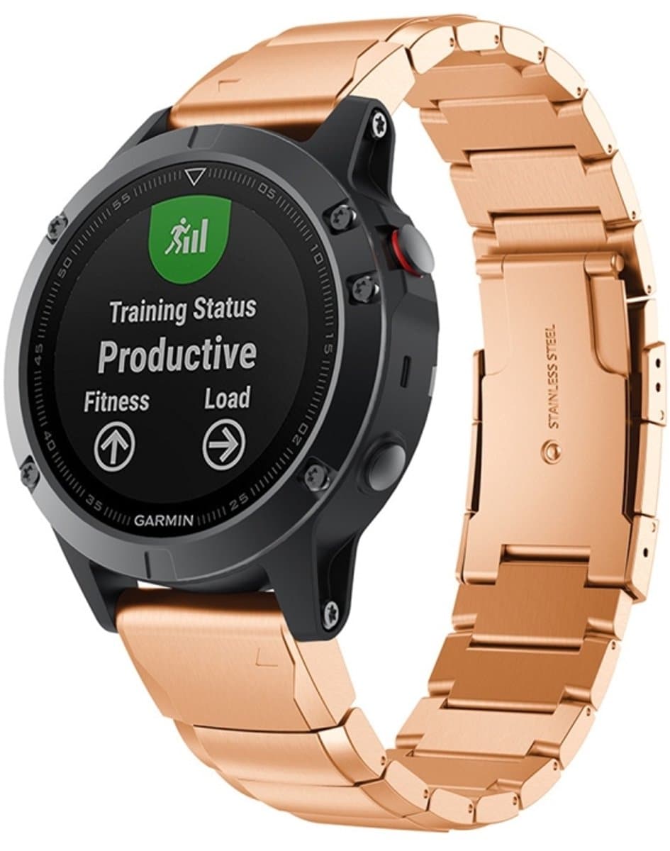 Snelle demontage stalen polsband horlogeband voor Garmin Fenix 5 x 26 mm (roségoud)