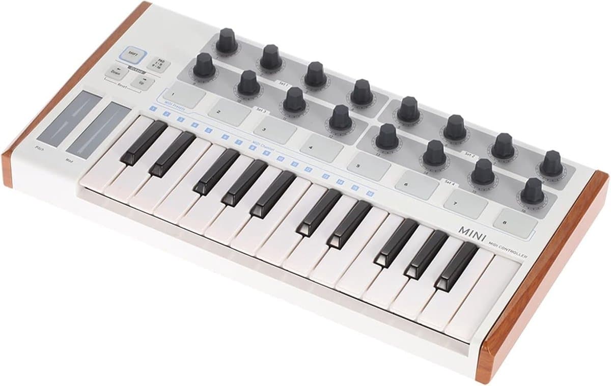 MIDI Keyboard Controller - Muziek Pad - Muziek Maken - Compact Draagbaar Ontwerp - 25 Toetsen - Wit