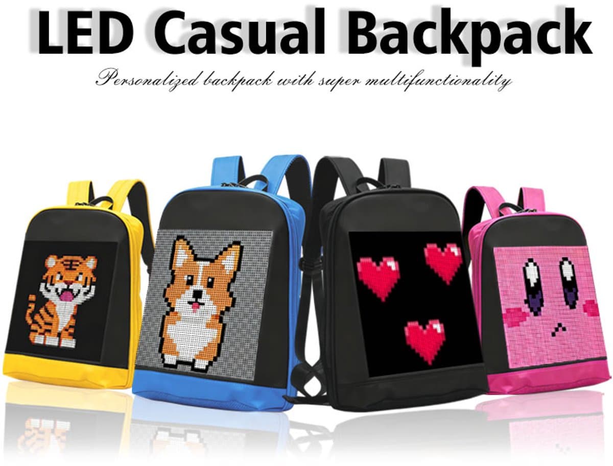 GYW LED Backpack L301 - Rugzak - Roze - Animaties, Teksten, Foto's & GIF's - Bluetooth Verbinding - Personaliseerbaar Display