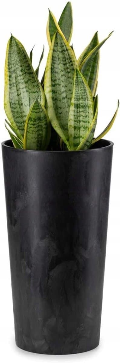 Bloempot, groot, hoog, 47 cm, met binnenbak, 26 cm diameter, wit, van kunststof, voor decoratie, woonkamer, tuin of terras