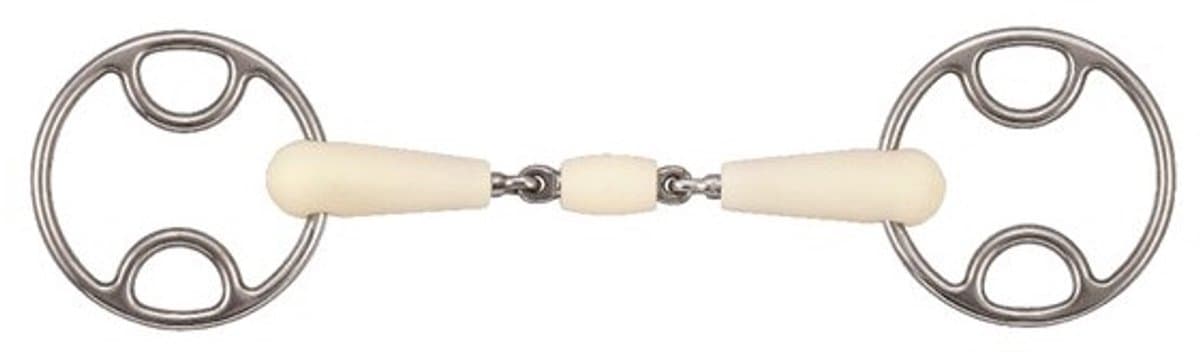 2-rings paardenbit met dubbele gesp + roller Soyo Happy mouth