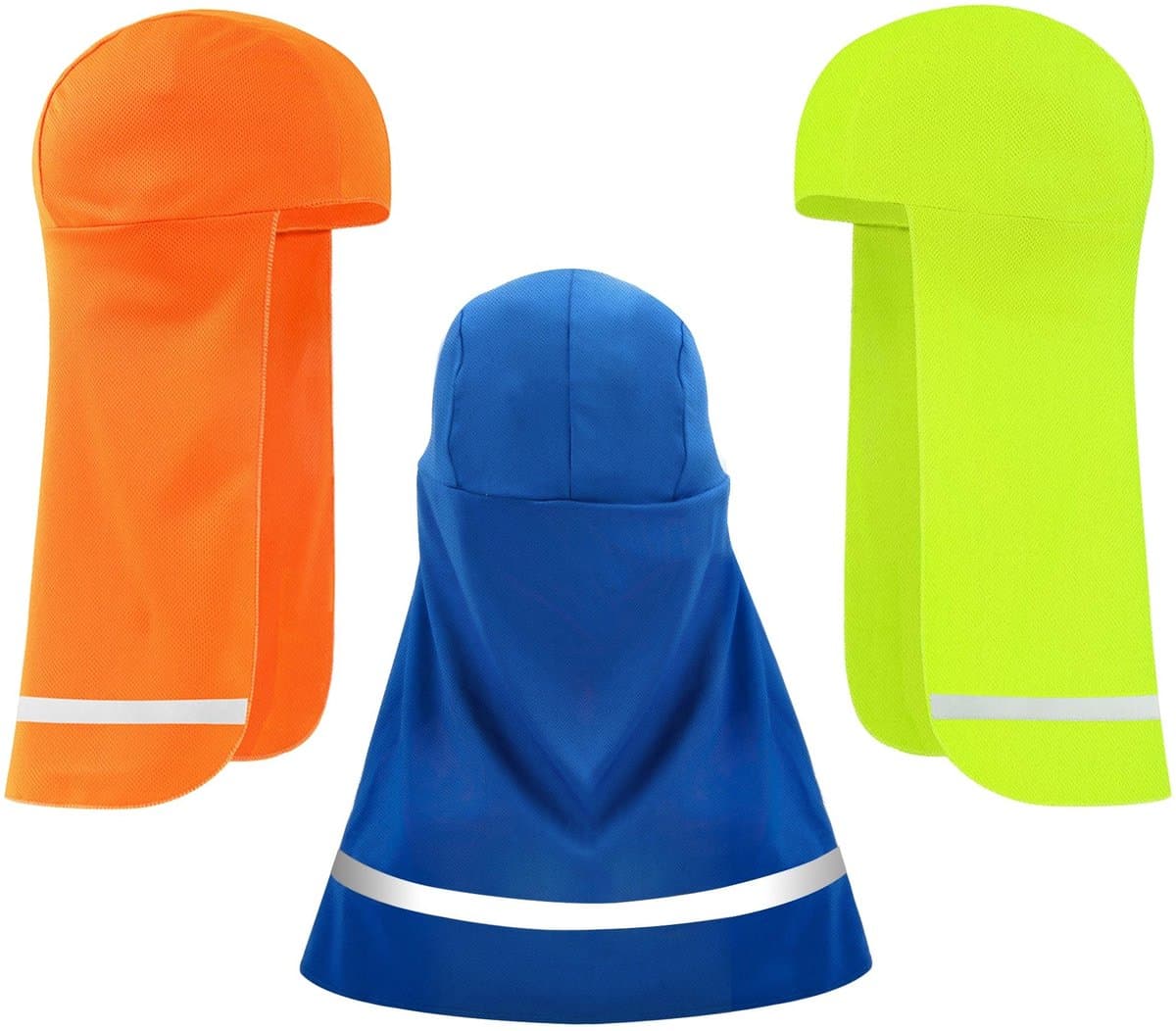 Dailygoods- Zonnewering Helmvoering Ademend - Nekflap - Zweetafvoerend - 3-delig - Melkzijde - Blauwe/Oranje/Fluorescerend Geel
