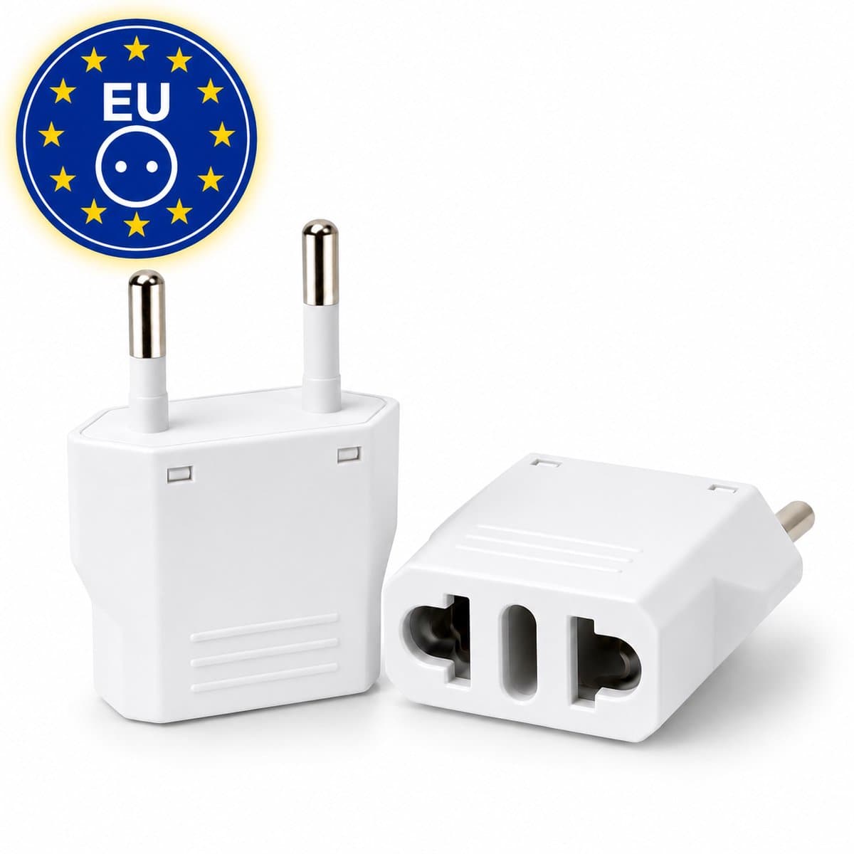 DEGG® - 2x Reisstekker Amerika naar EU - Verloopstekker USA naar Europa - Wereldstekker voor type A stekkers - Voor gebruik in Nederland, Duitsland, Frankrijk & meer - Wit - Travel Adapter