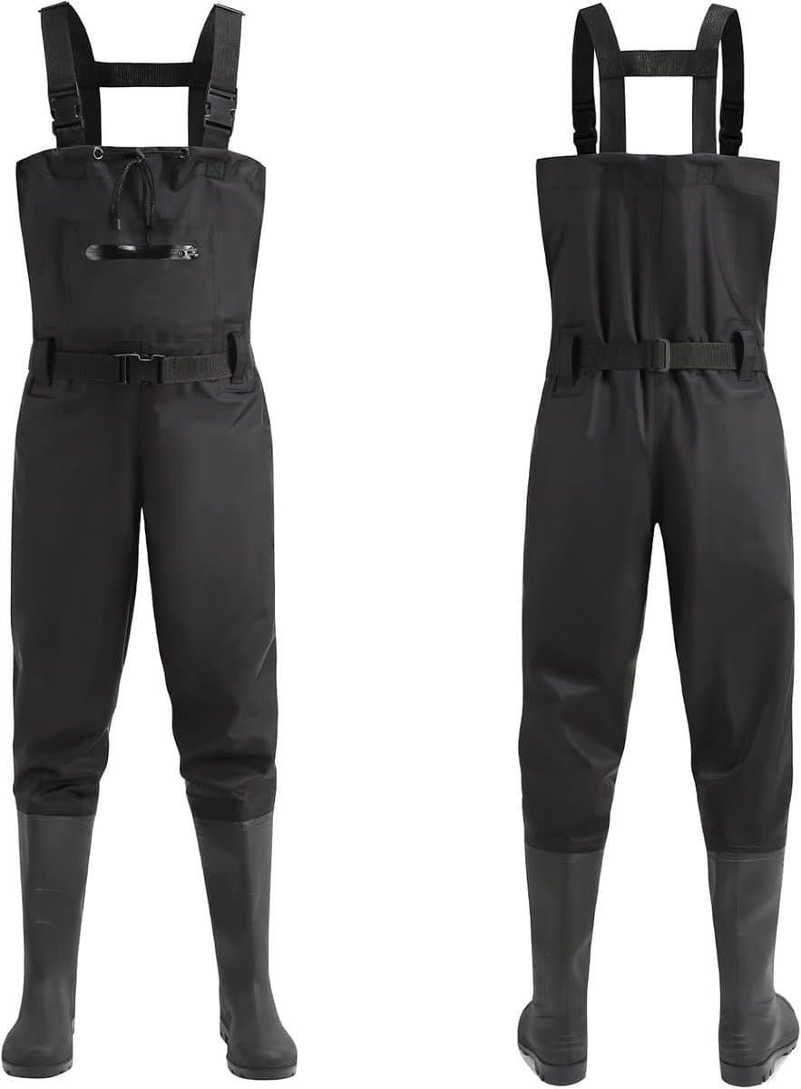 Waadbroek voor dames en heren, visbroek met laarzen, waadbroek, borstzakken, verstelbare bandjes, nylon watbroek, visbroek