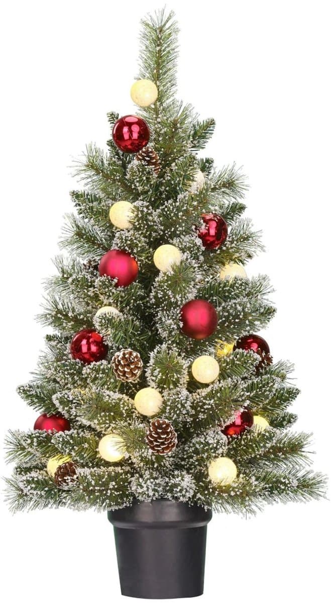 Black Box Trees kunstkerstboom Kaprun kerstbal rood met 20 lampjes warm wit D 51 H 90 cm