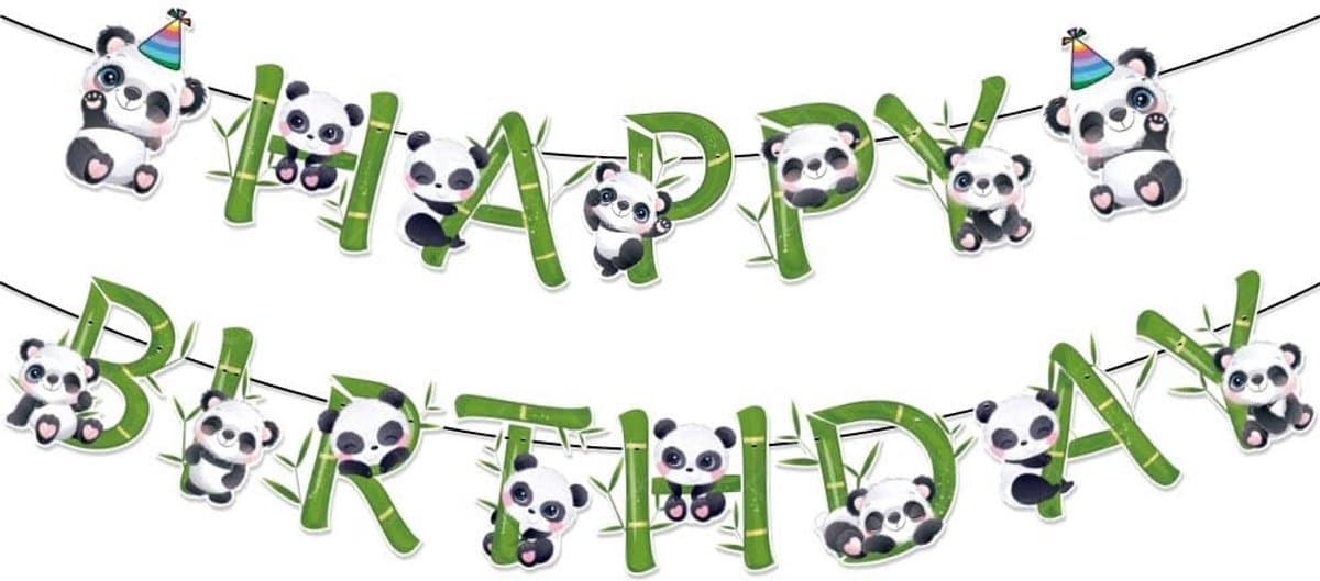 Verjaardagsbanner Panda - Panda Decoratieset - Feestelijke Versiering - Leuk voor Kinderfeestjes - SnelShoppen