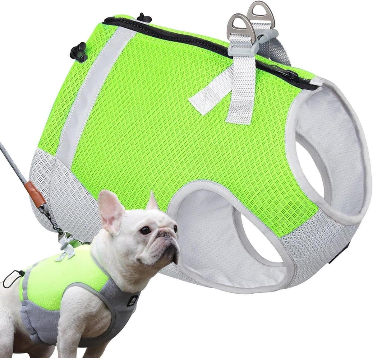 Koelharnas Hond - Hondentuigje Vest - Hitte Verminderen - 3-Laags Koelstof - Verstelbaar - Groen