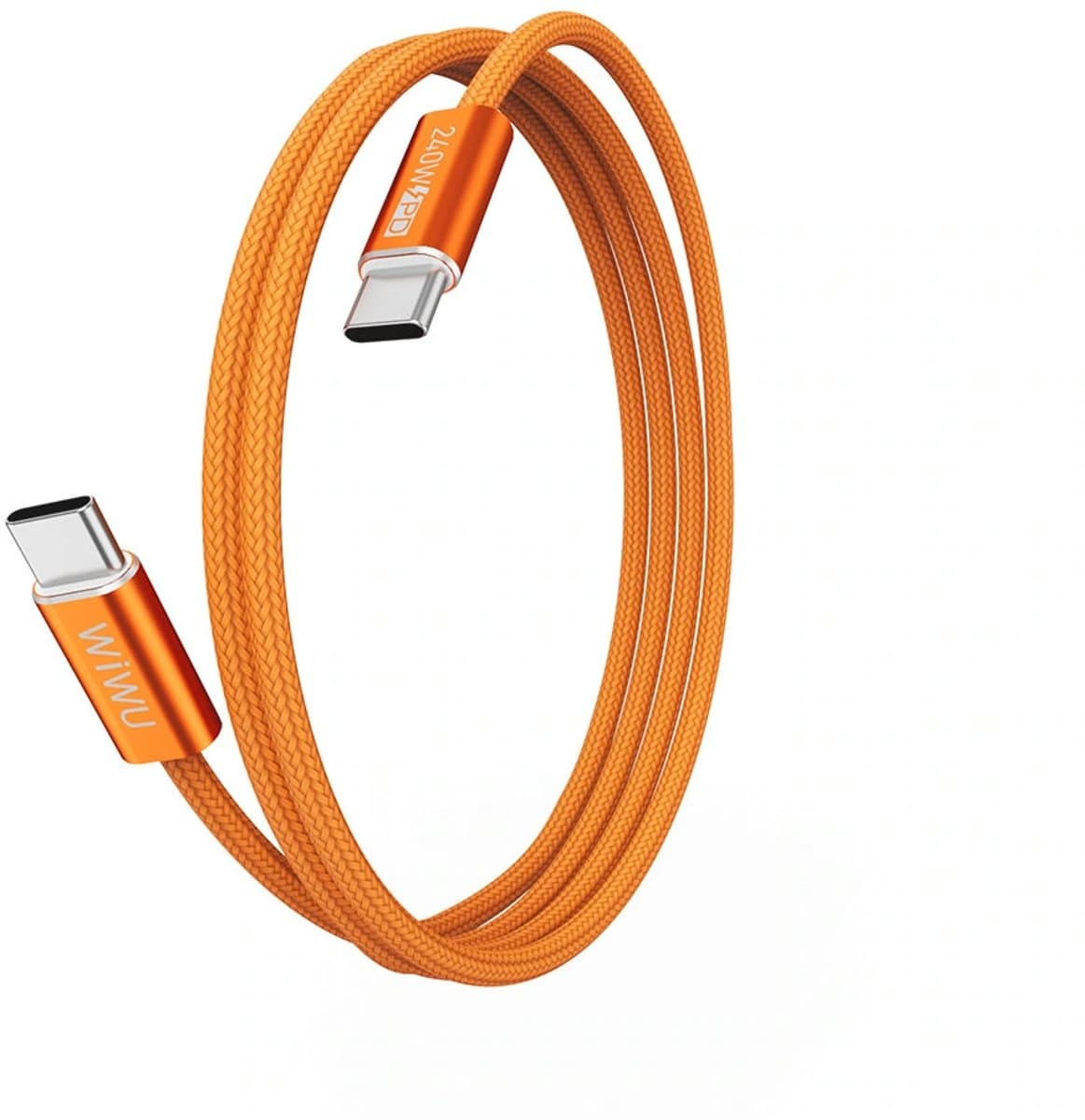 WiWU Essen USB-C naar USB-C Kabel - 240W Fast Charge & Data - Gevlochten Nylon - 1.5 Meter - Oranje