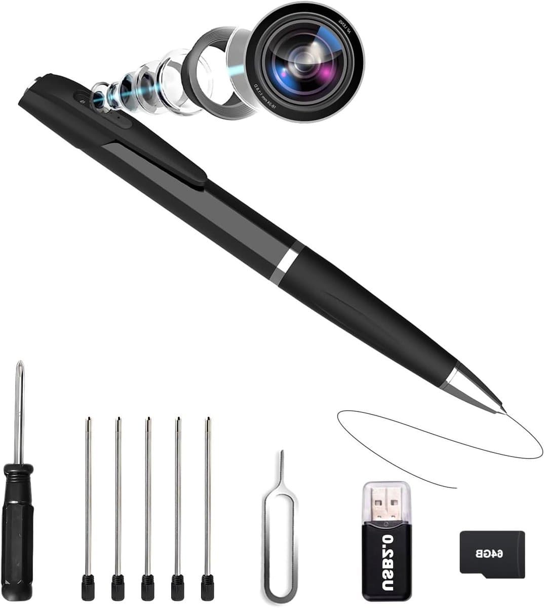 Verborgen Camera - Mini Camera - Beveiliging Thuis - Met 64GB Kaart - 1080P FHD - Zwart