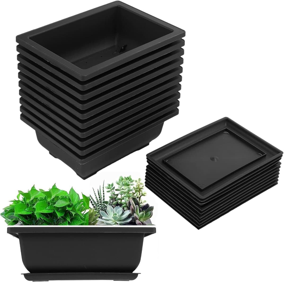 Bonsai Training Pan Tray - Plastic Bonsai Pot voor Tuin, Balkon en Woonkamer, 16.5 x 12 cm, Ideaal voor Plantenverzorging en Groei