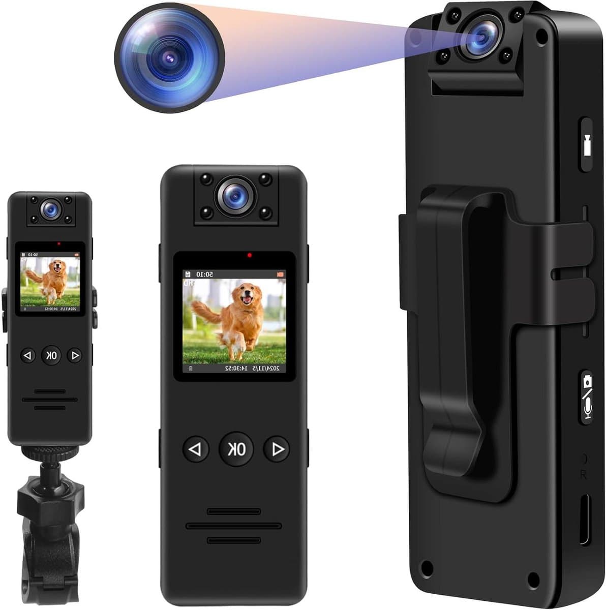 Draagbare Camera - Kleine Recorder - Beelden Vastleggen - 180° Draaibare Lens - 1080p HD - Zwart