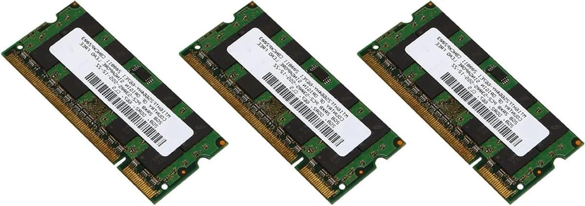 DDR2 RAM Geheugen - Laptop Geheugen Module - Computer Upgrade - 200 PIN SODIMM - 3x 2GB - Groen