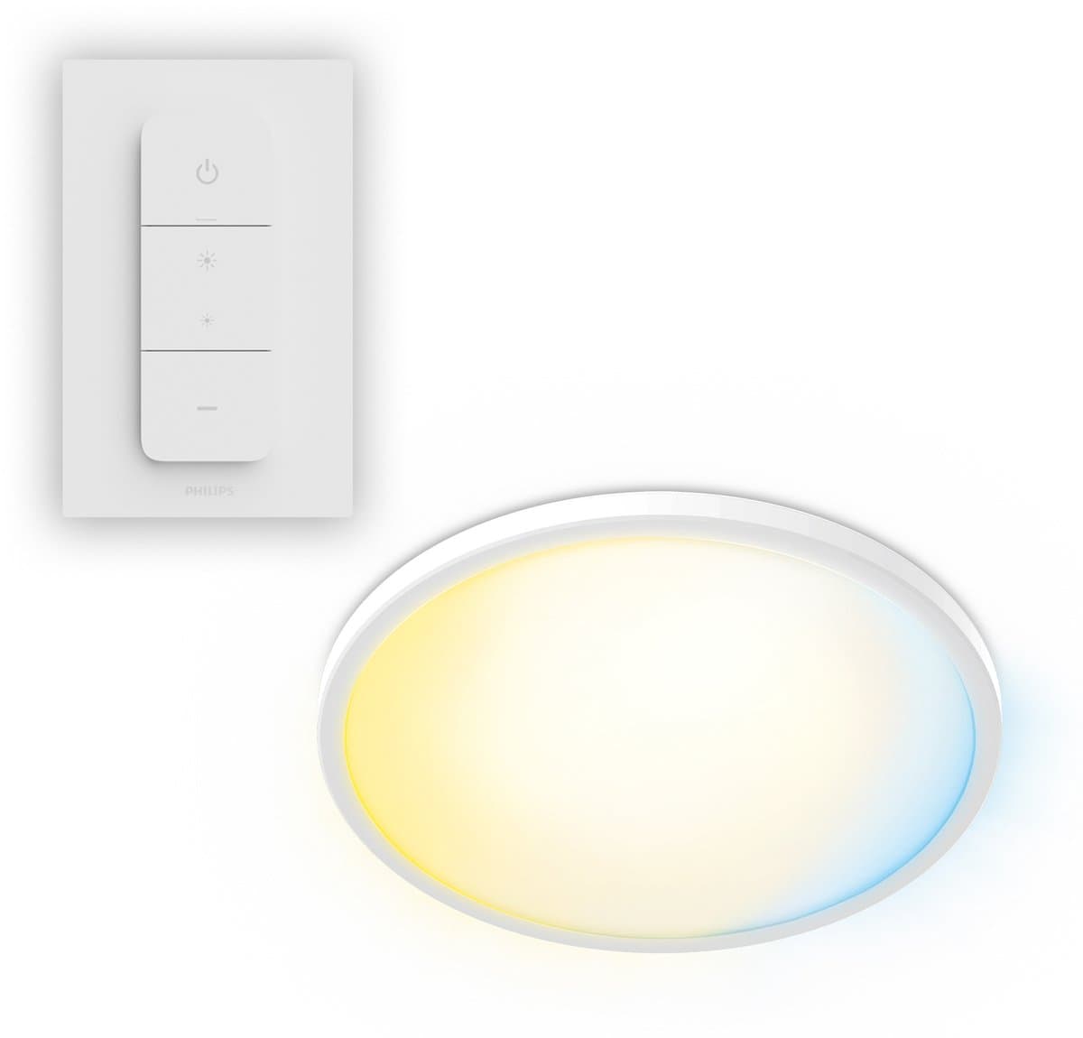 Philips SuperSlim All-In-One Plafondlamp - Met Afstandsbediening - WarmGlow - 16W - Extra warm- tot Koelwit licht: 2200K tot 6500K - 29 cm - Wit - Rond