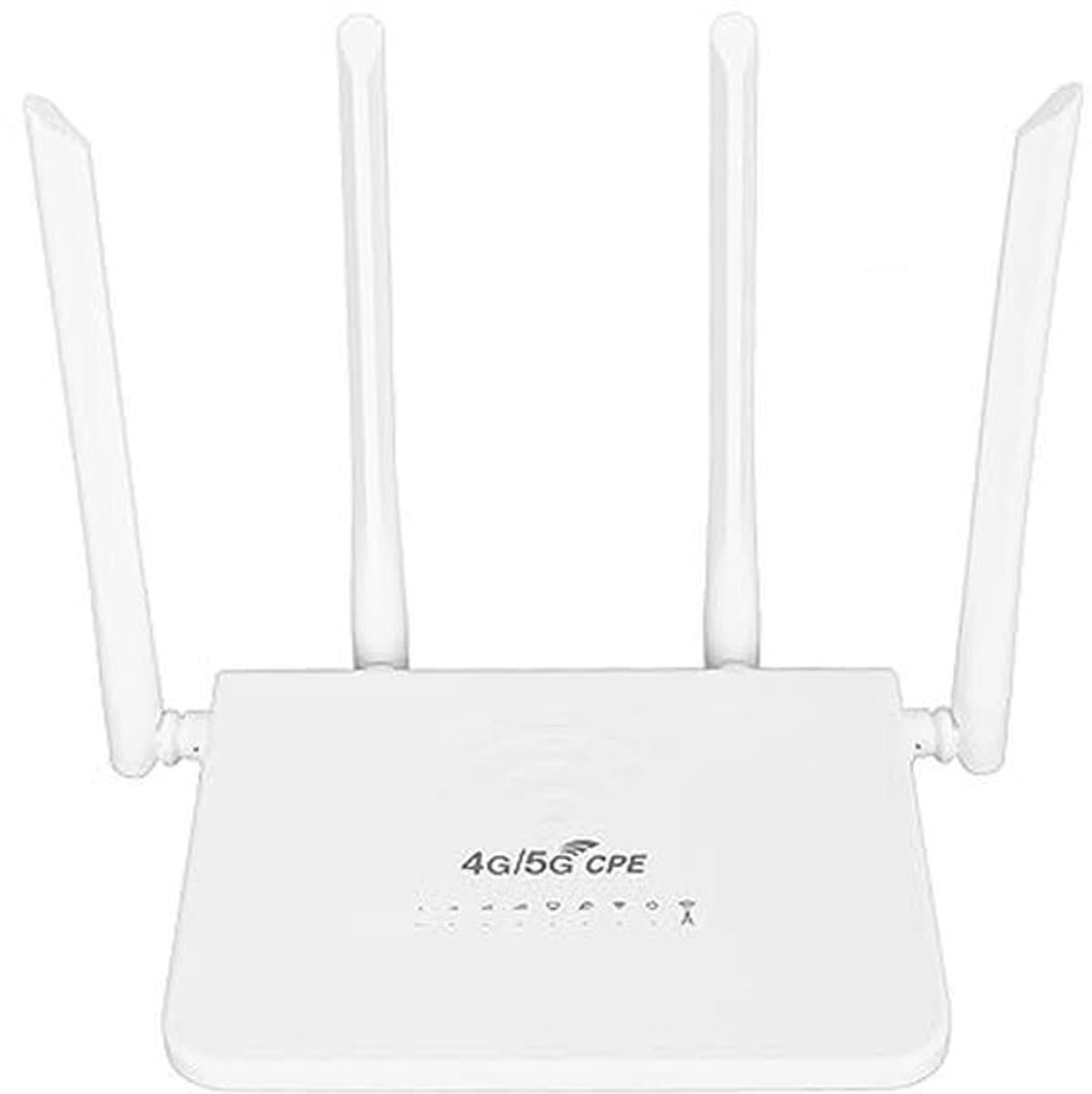 4G LTE Draadloze Router met Simkaartsleuf, 300 Mbps Mobiele Wifi-hotspot Ontgrendelen met 4 5dBi-antennes voor Reisbureau (EU-stekker)