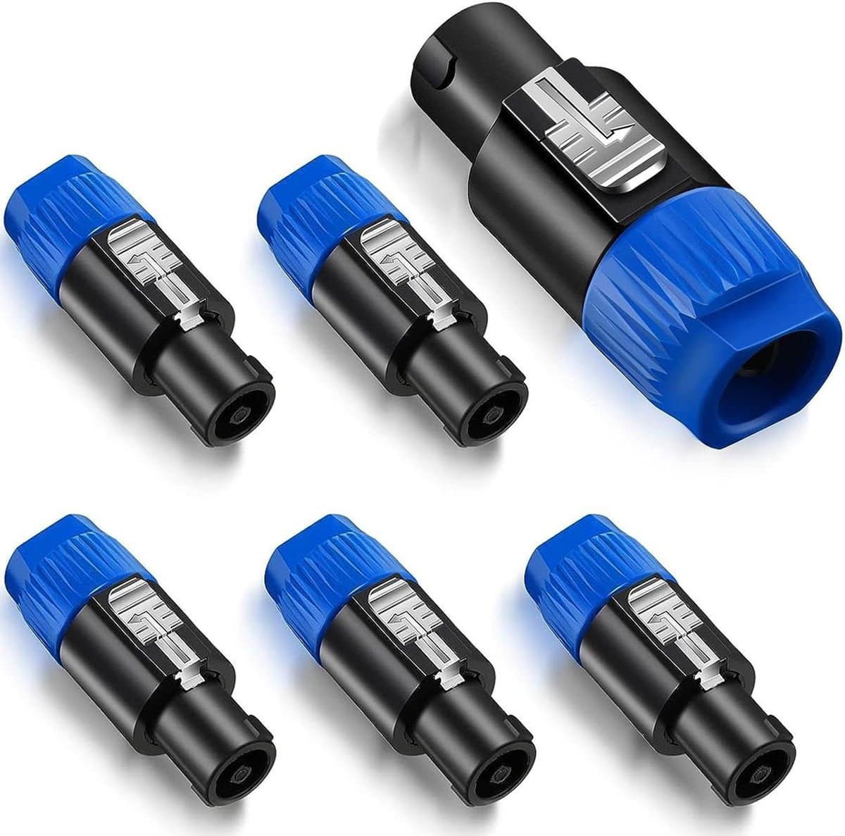 E-Ambar - Set van 6 audio luidspreker stekkers - Twist lock - Compatibel met Neutrik Speakon NL4FC, NL4FX, NLT4X - Voor professionele geluidsinstallaties