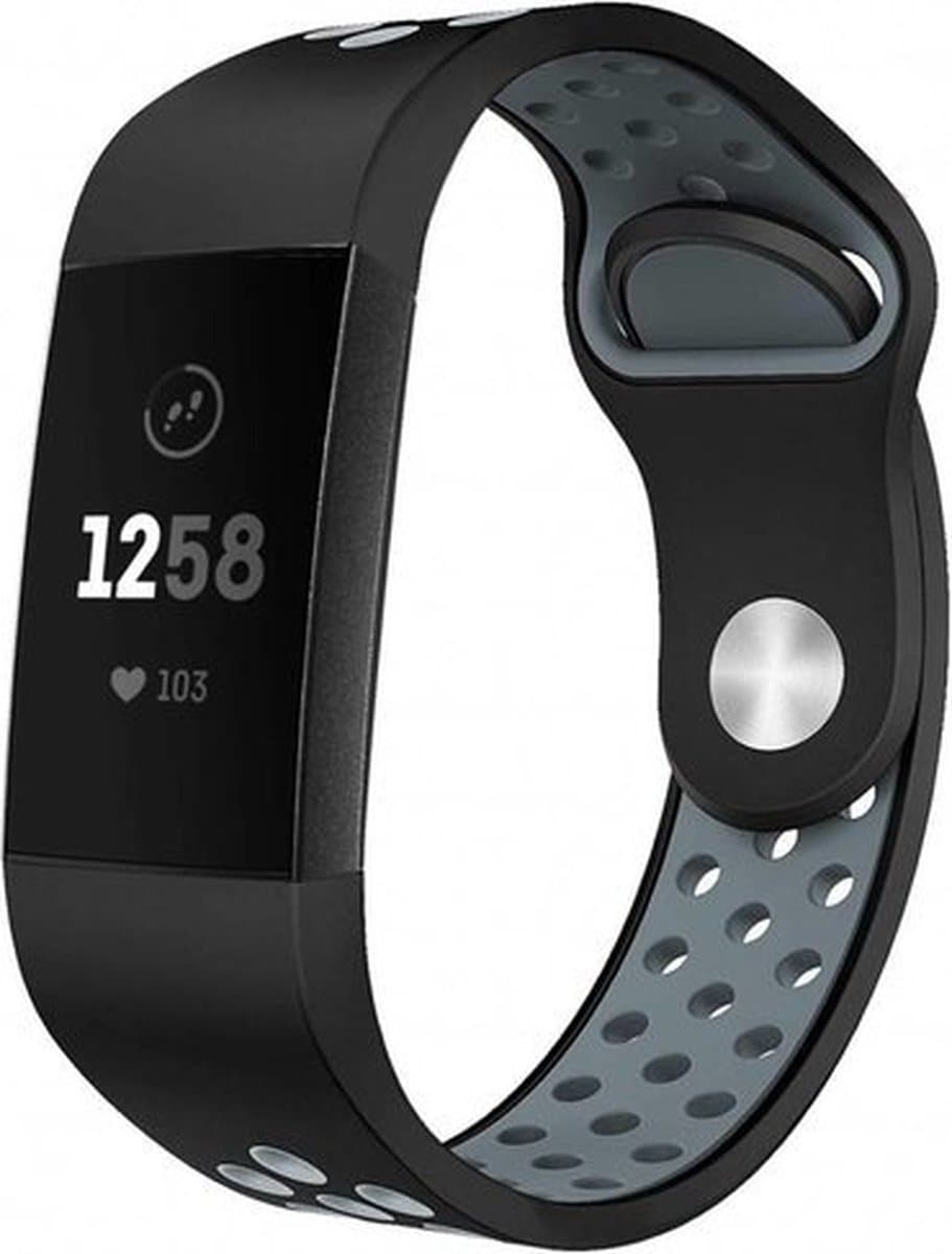 Fitbit Charge 3 sportband (zwart grijs) - Afmetingen: Maat S