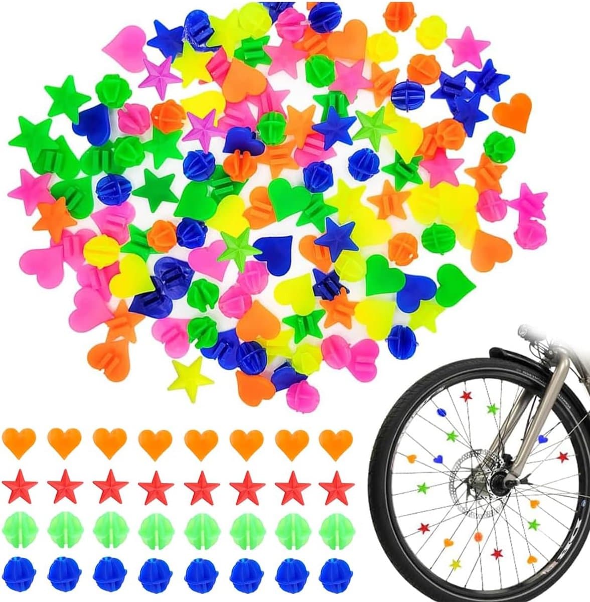 Veilige en Kleurrijke Fietsspaakdecoratie voor Kinderen - 128 Delige Set