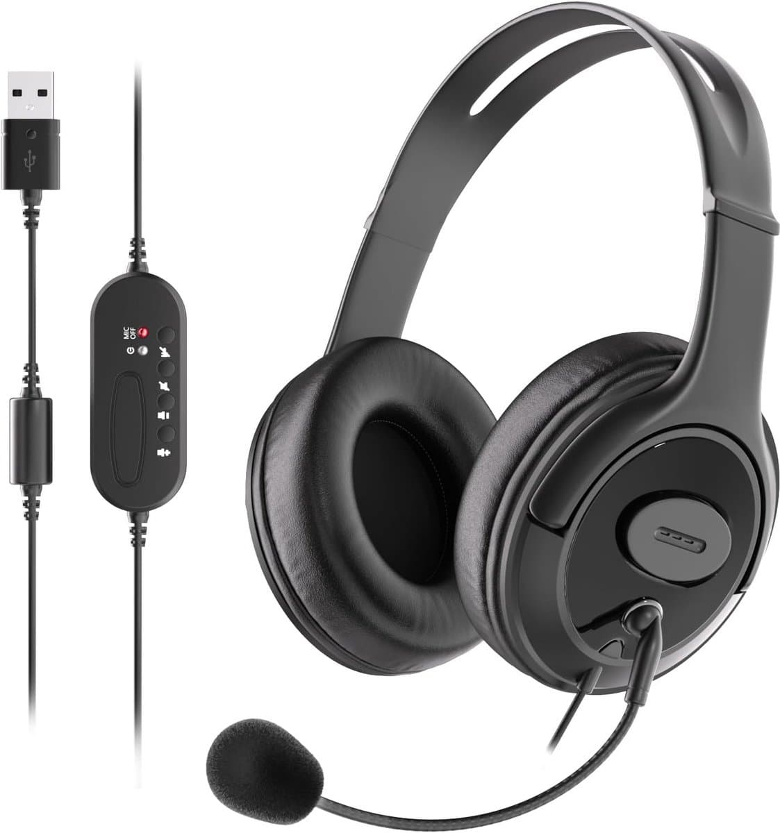 Bedrade USB Headset met Microfoon - Ruisonderdrukking voor PC, Laptop en Thuiswerken
