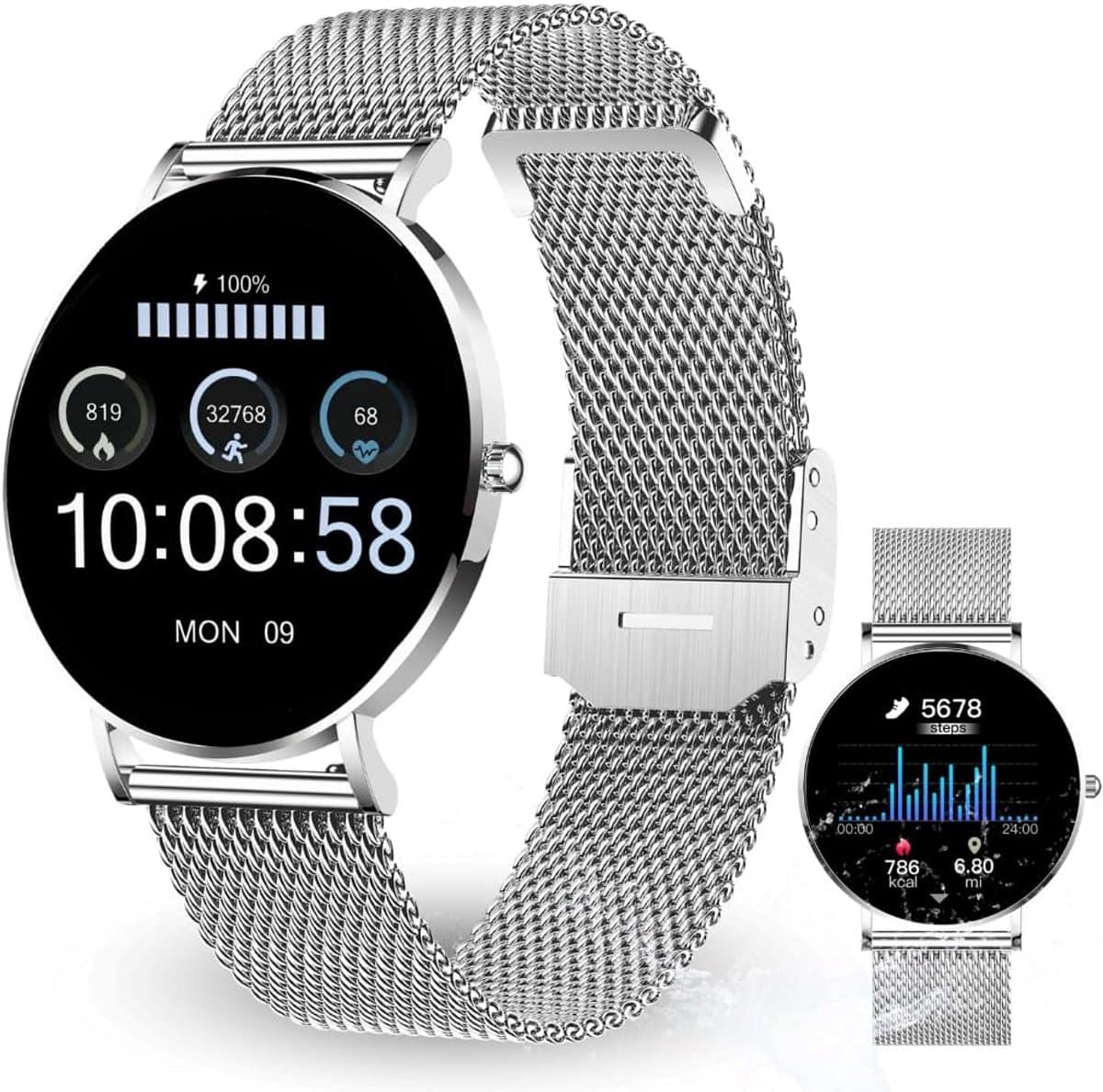 Elegante Smartwatch voor Dames met Bloedzuurstof, Hartslag en 21 Sportmodi