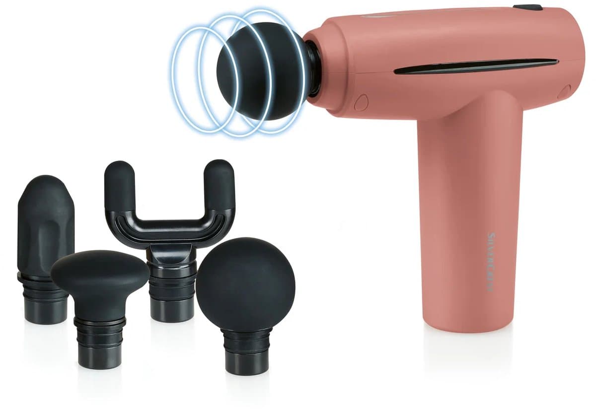 Crivit Mini Massage Gun - Oud Roze - Met 4 opzetstukken - 5 snelheidsinstellingen