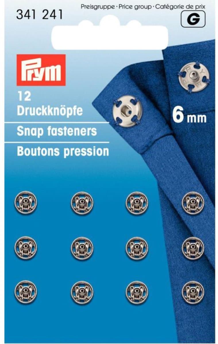 Prym Aannaaidrukknopen - Zilverkleurig 6 mm - 12 stuks