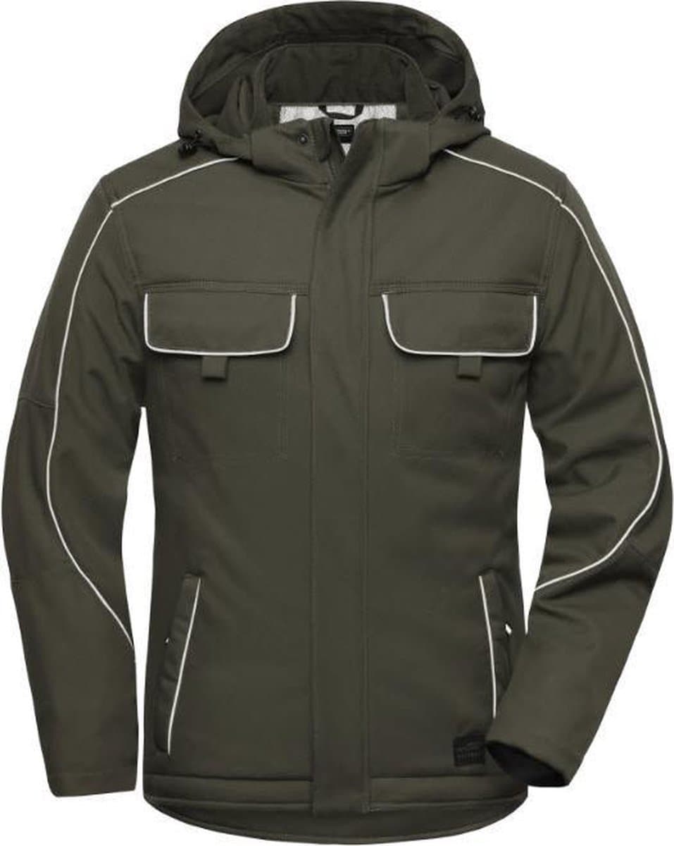 James & Nicholson Solid softshell winterjack JN886 - Olijf - L