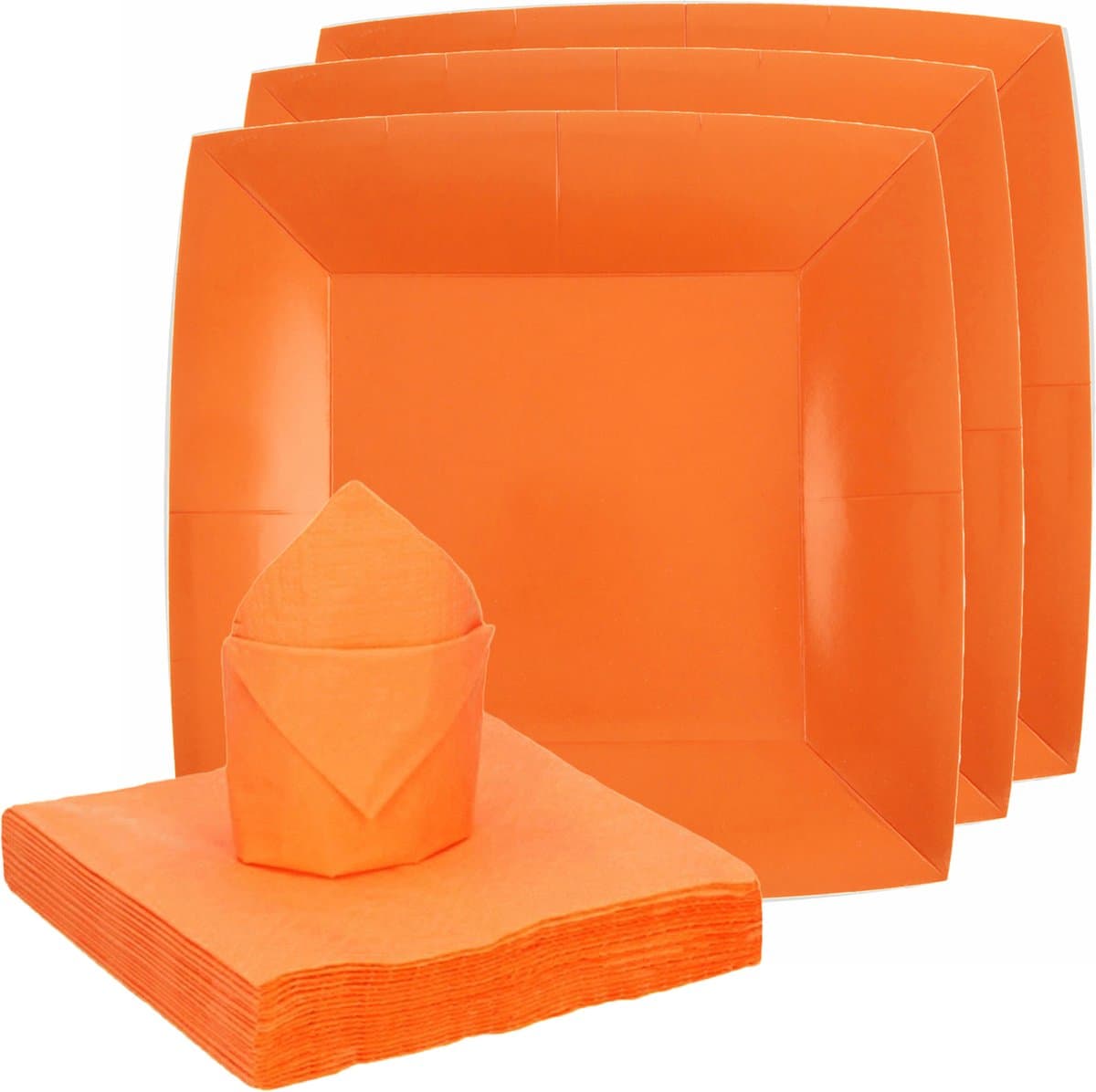 Santex feest/verjaardag servies set - 20x bordjes/25x servetten - oranje - karton