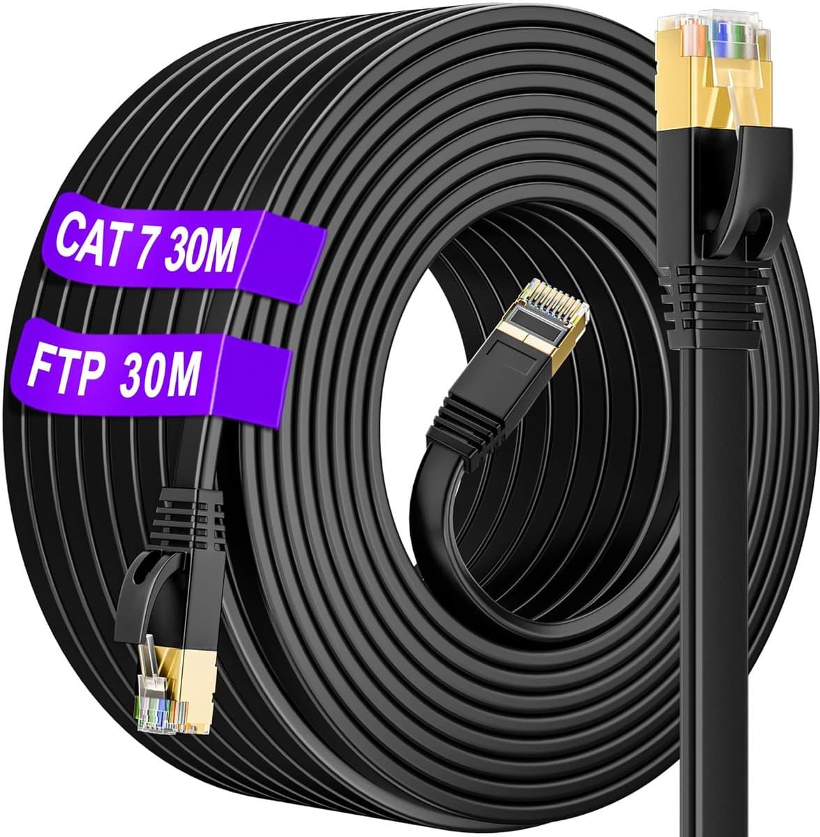 Cat 7 Ethernet Kabel 30 Meter - Hoge Snelheid Netwerkkabel tot 10Gbps, Waterdicht en AFgeschermd