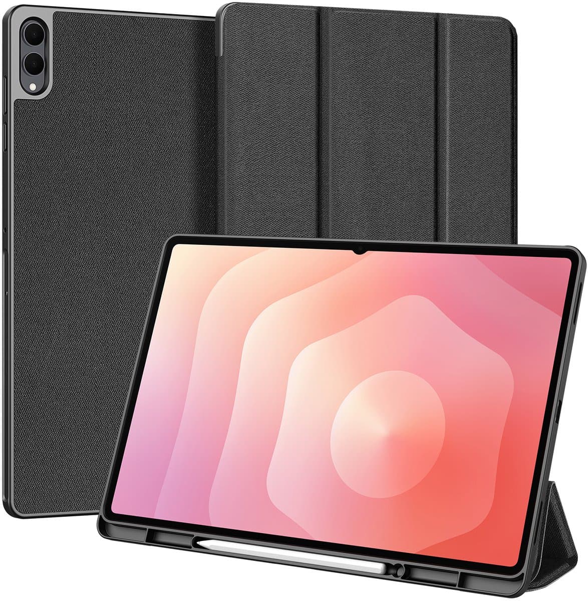 Dux Ducis, Hoesje geschikt voor Samsung Galaxy Tab S12 Plus Domo Tri-Fold Schokbestendig, Zwart