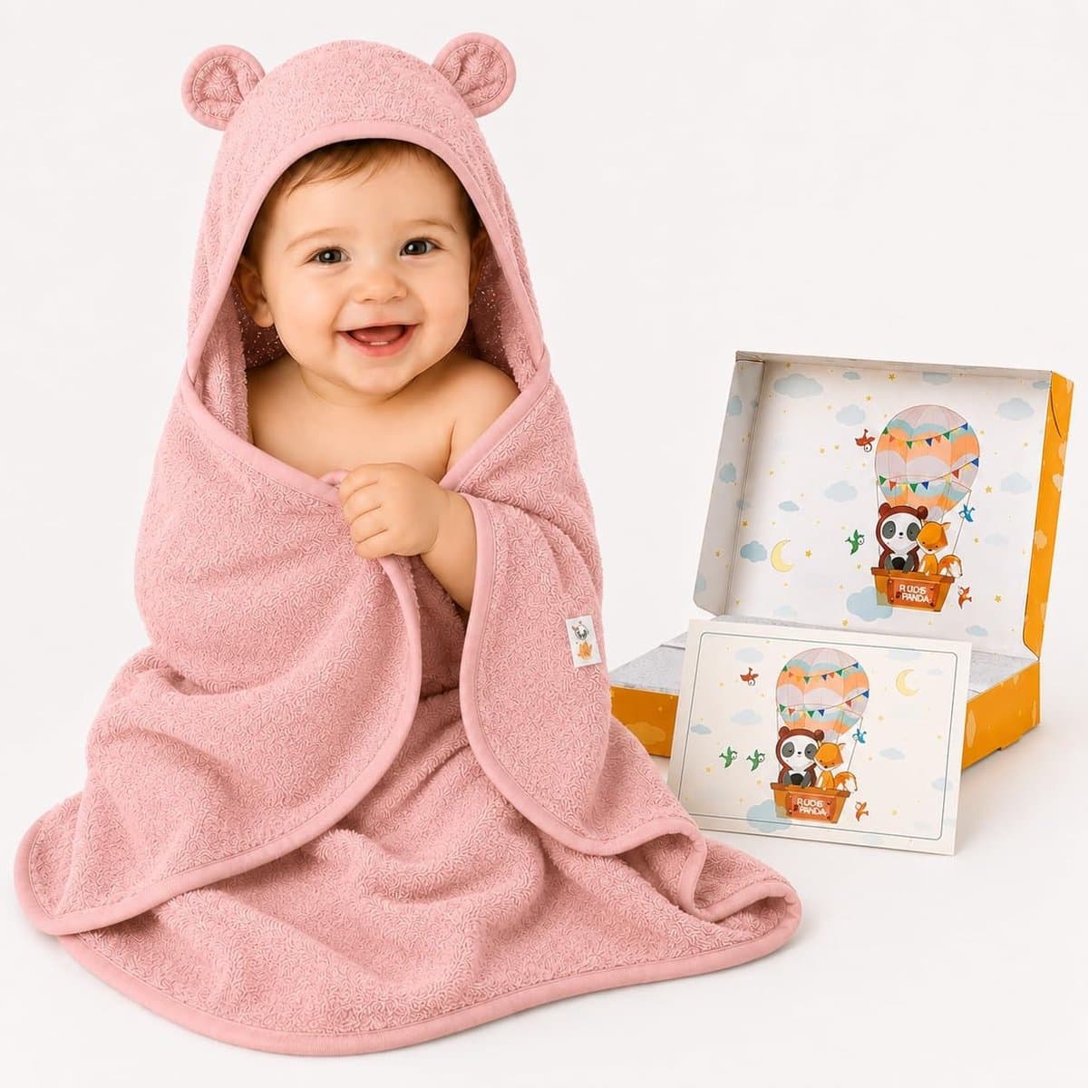 Omgoods - Baby Badcape met Capuchon 75x75 cm - Extra Dik Bamboe Wol
