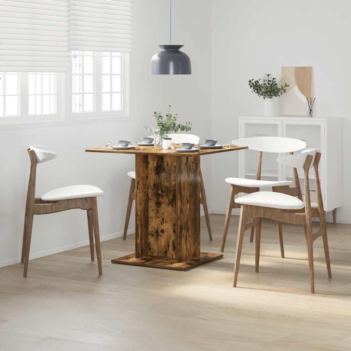 Eettafel - Keukentafel - Gezellig Tafelen - Vierkante Sokkel - 80 x 80 cm - Rookeiken