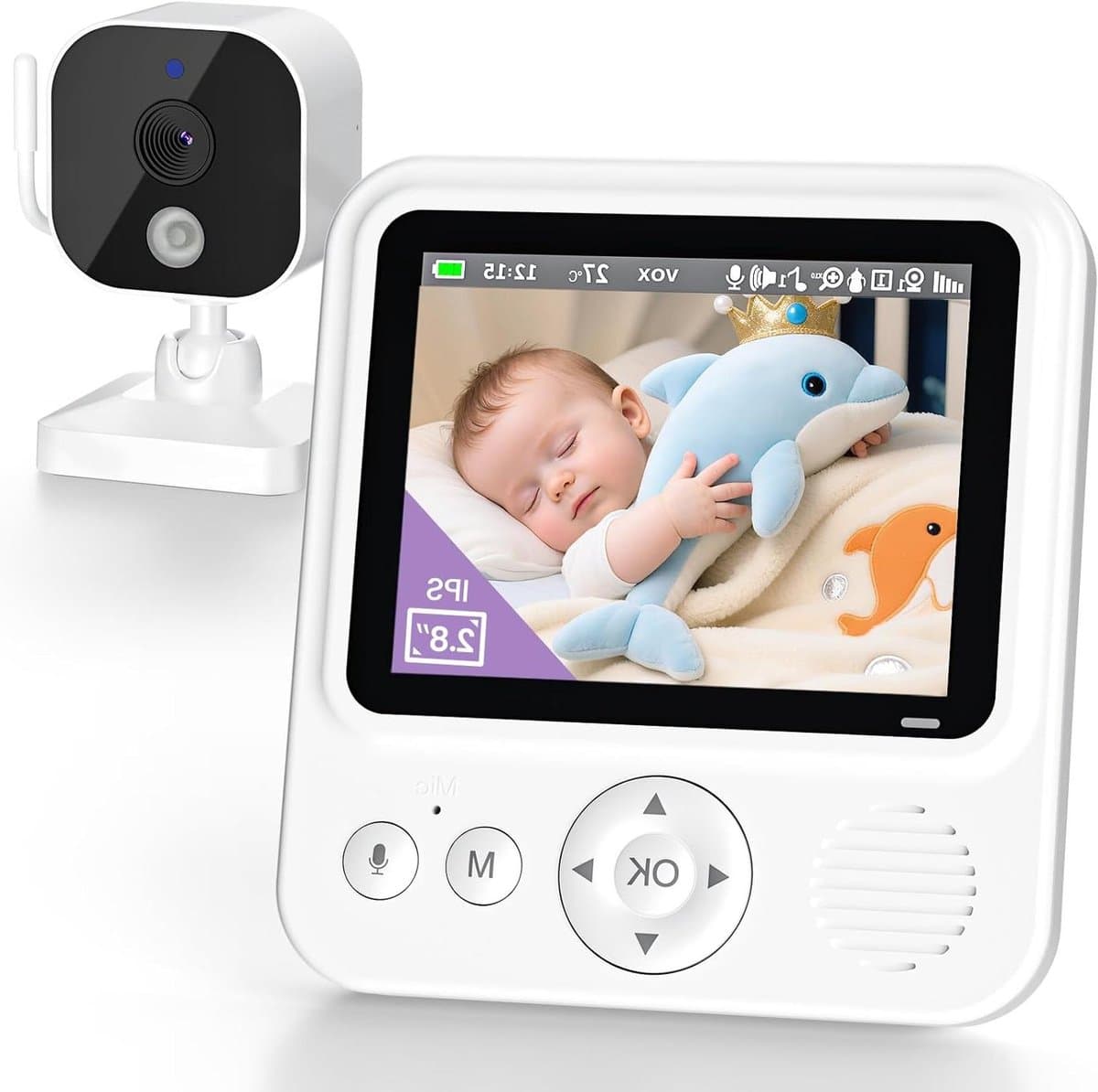 Babyfoon met Camera - Video Monitor - Baby Bewaken - Zonder Wifi - 2.8 Inch Scherm - Wit