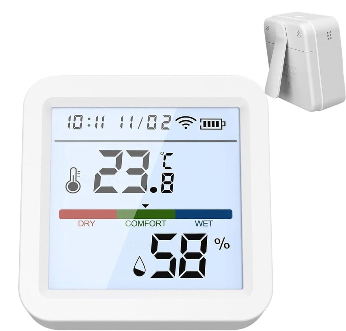 Temperatuur Vochtigheidsmeter - Digitale Hygrometer - Luchtkwaliteit Monitoren - Draadloze Slimme Koppeling - 5.6 x 5.6 cm - Wit