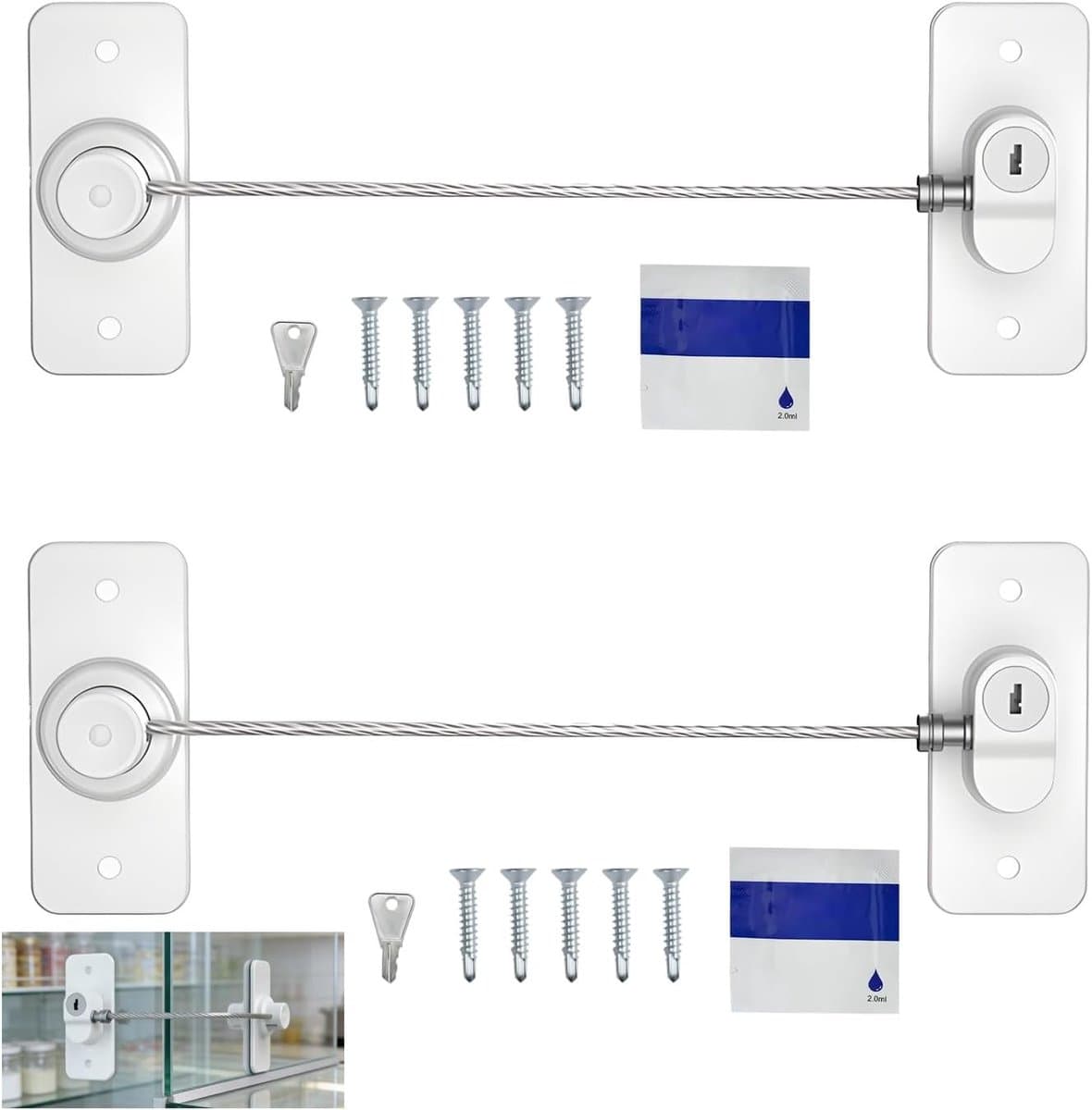 Veiligheidssloten Kinderen - Kastsloten Koelkastsloten - Huis Beveiligen - Zonder Boren - 2 Stuks - Wit