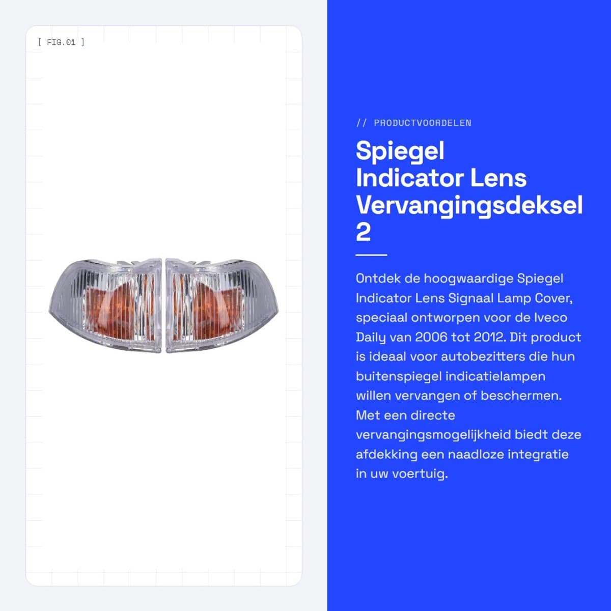 Dailygoods - Spiegel Indicator Lens - Vervangingsdeksel - 2 Stuks - Voor Iveco Daily - Buitenspiegel Indicatielampje - ABS Materiaal - 2006-2012