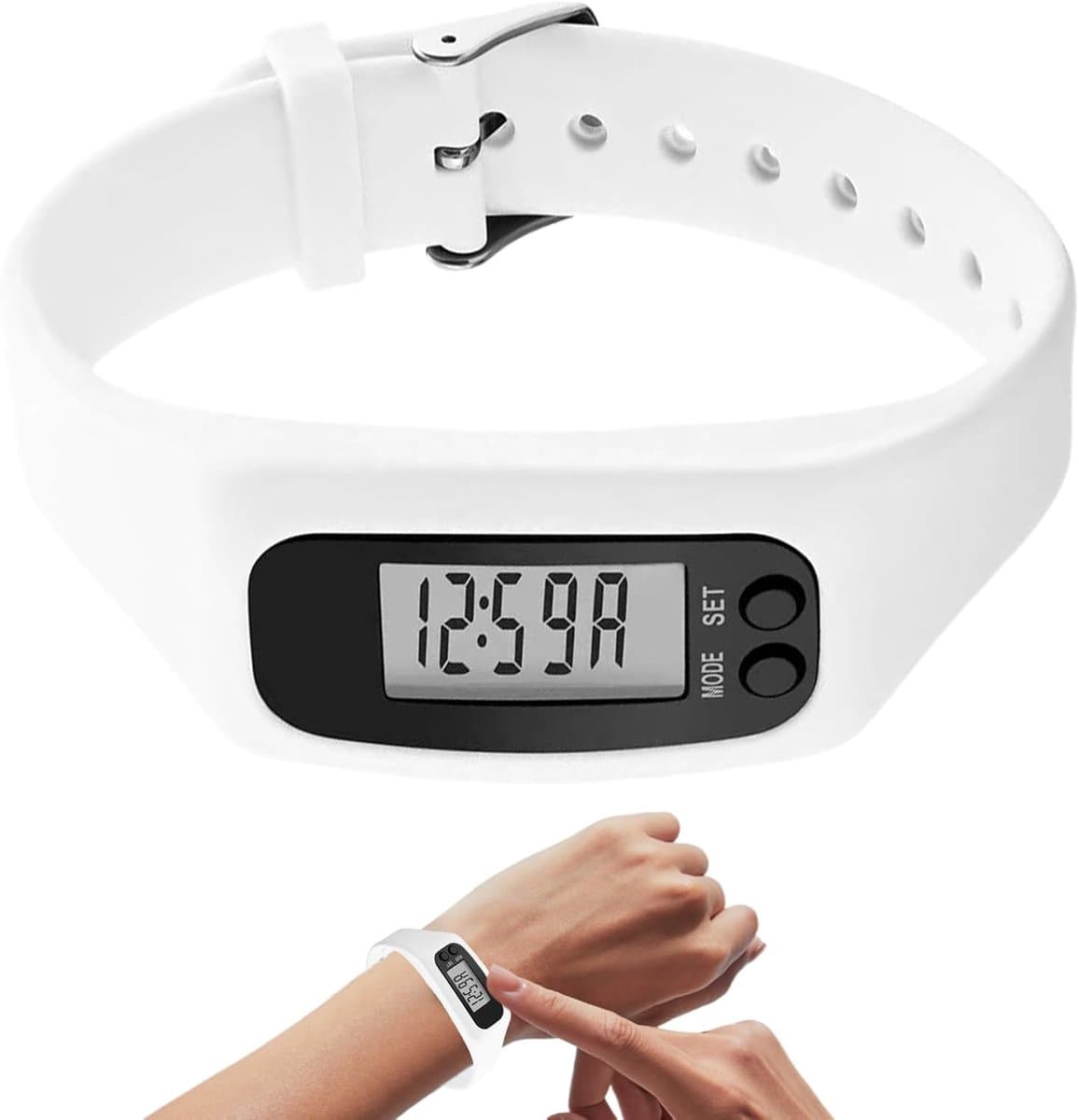Stappenteller Horloge - Fitness Tracker - Dagelijkse Beweging - Geen Telefoon Nodig - 25x2.7cm - Wit