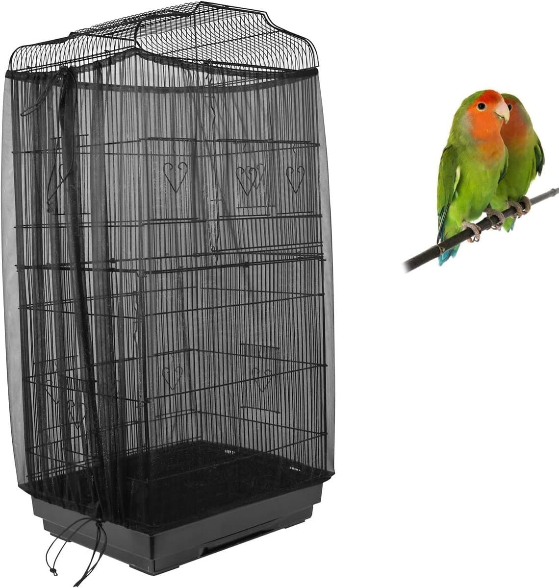 Dailygoods- Vogelkooihoes Verstelbaar - Vogelkooi Zaadvanger - Vogelkooi Rok - Zacht Nylon Gaas - 200 x 70 cm - Luchtcirculatie