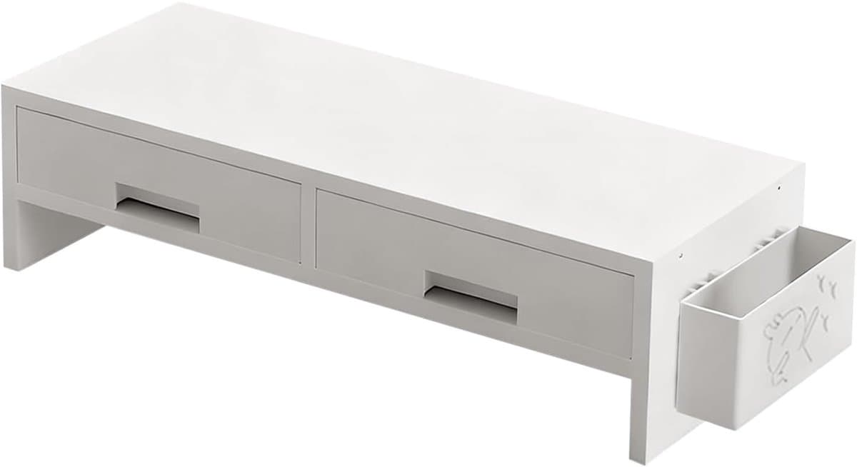 Monitor Verhoger - Bureau Organizer - Ergonomisch Werken - Met Lades - 135 cm Hoog - Wit