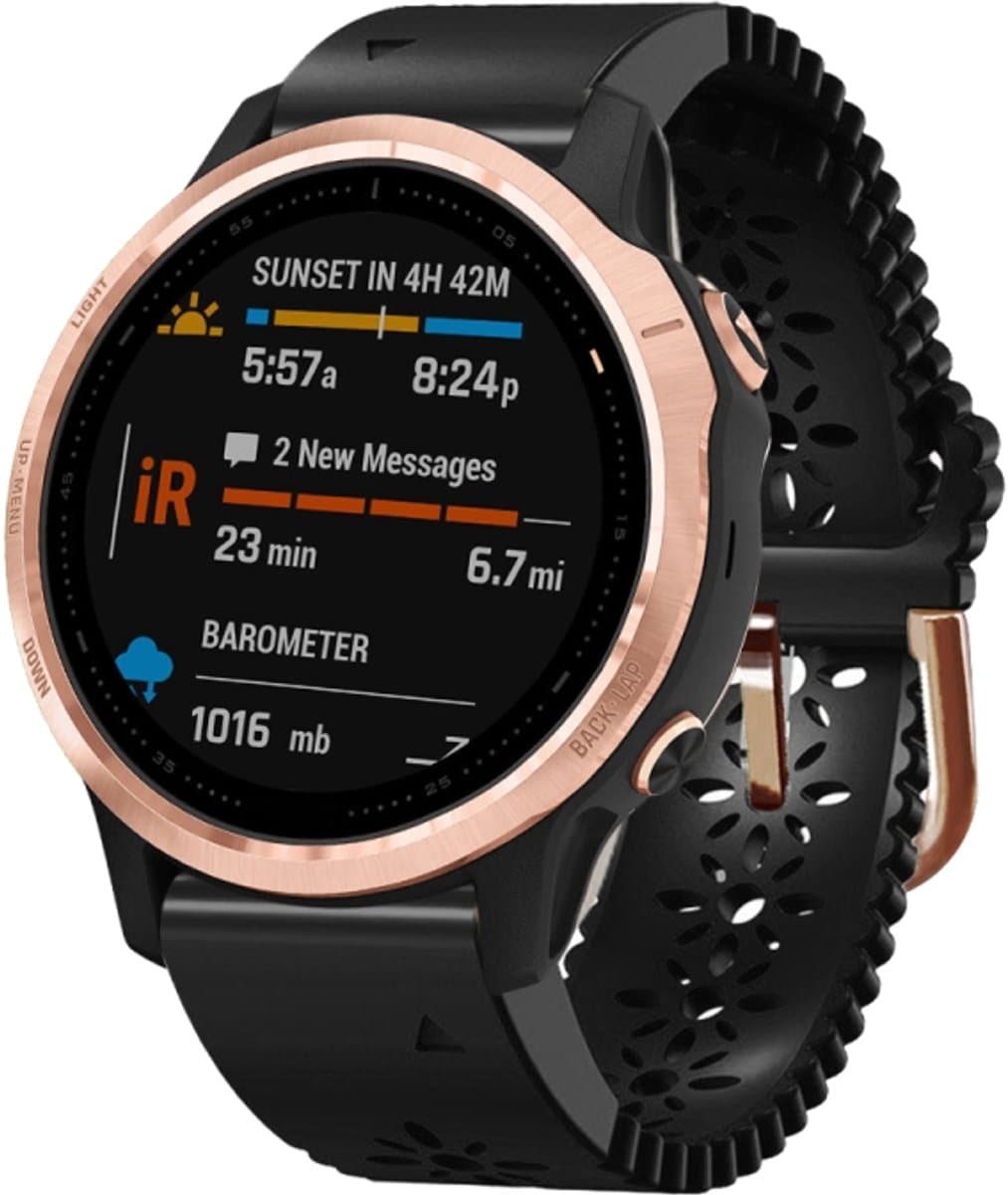 For Garmin Fenix 6S 20mm Lady's Silicone Watch Band With Lace Punch(Black)