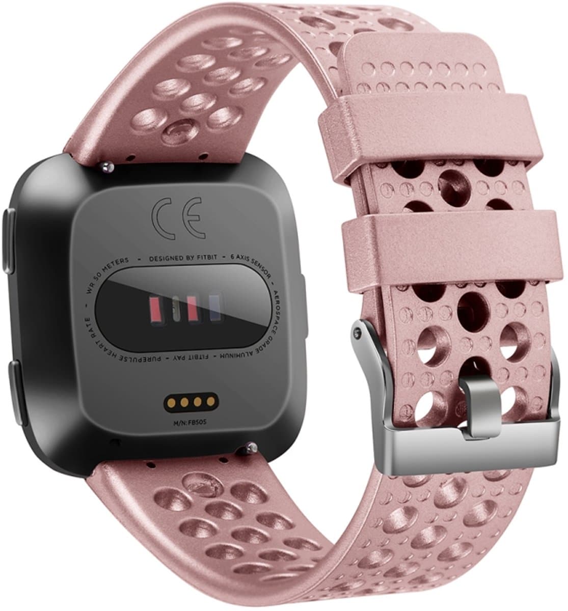 Voor FITBIT Versa ademende metalen horlogeband (roségoud)