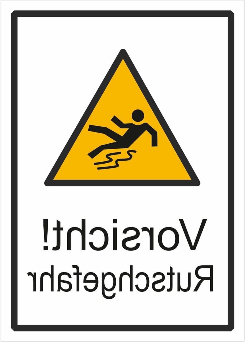 Waarschuwingsbord Antislip Gevaar - Veiligheidsbord Slipgevaar - Bedrijfsveiligheid Verhogen - Alu-Dibond 3mm - 13x18 cm - Wit